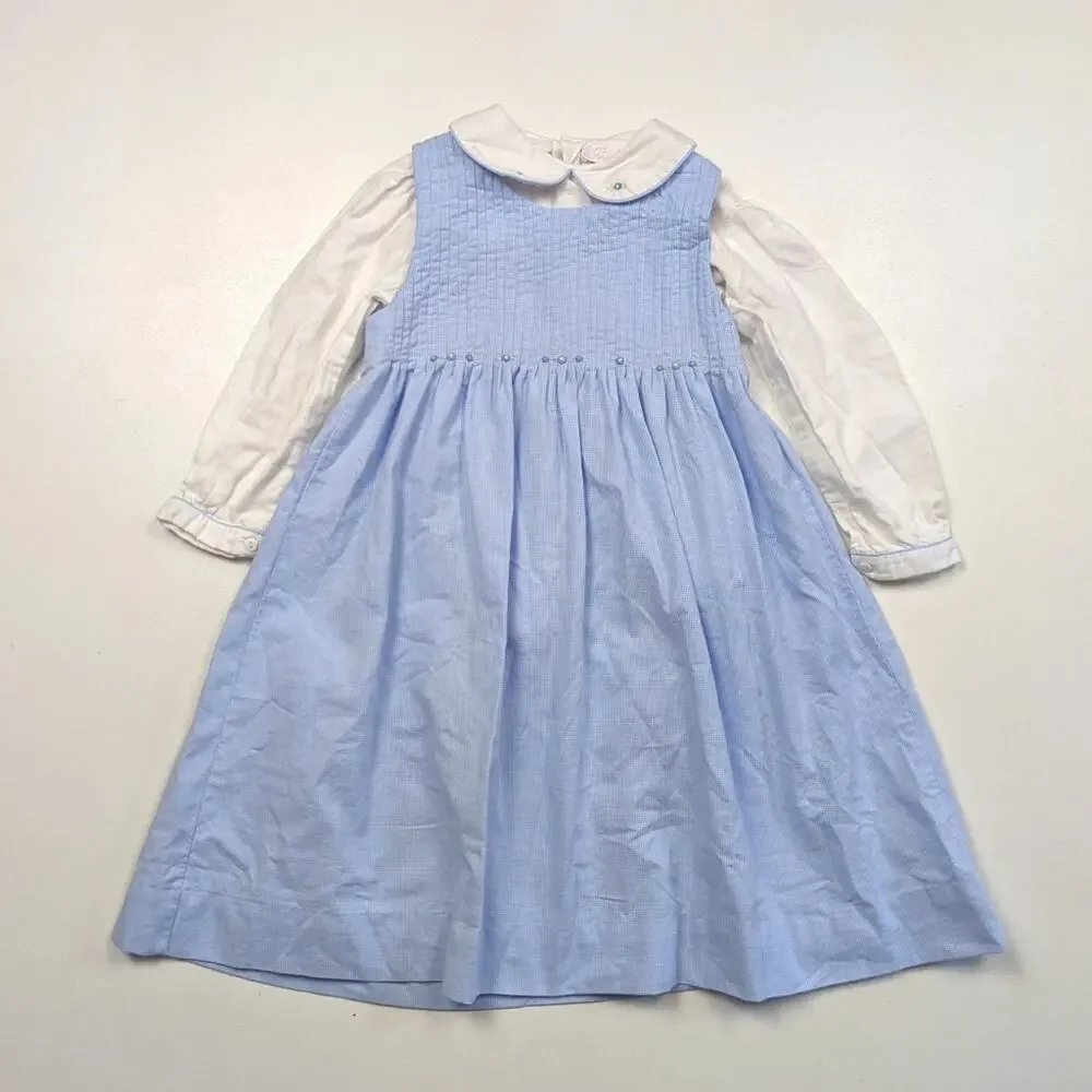 Sophie Dess Dress Girls Size 24m Blue Gingham Pinafore